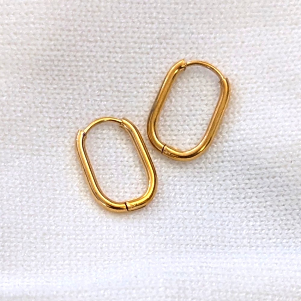 18K GOLD plated Squoval hinged earrings